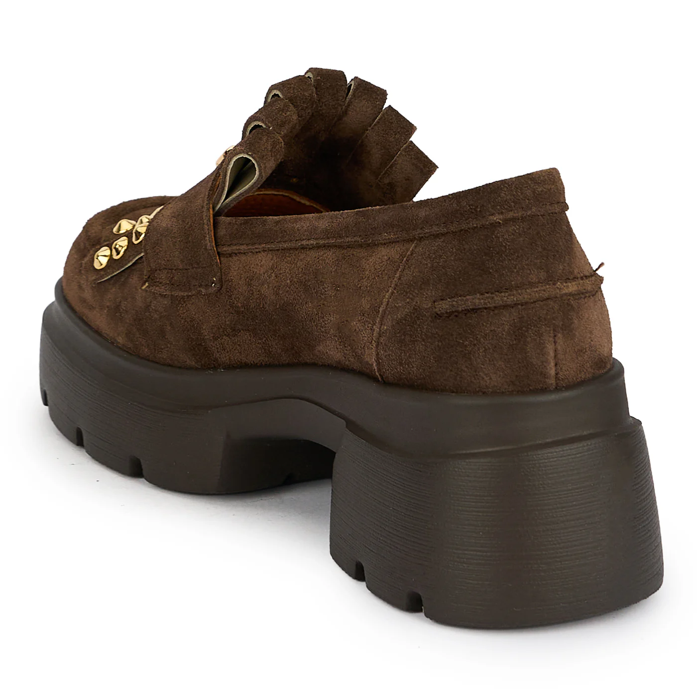 Pantofi casual damă din piele naturală maro cu talpa inalta 5.5 cm 19648 - Image 3