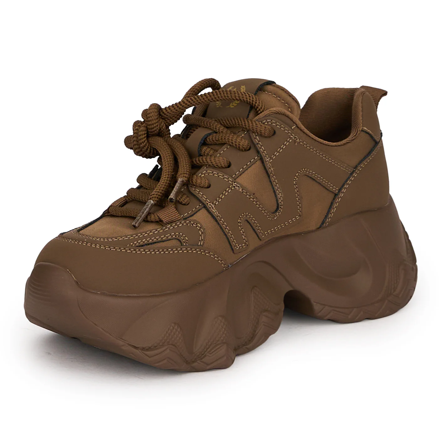 Pantofi casual dama din piele naturala maro cu talpa inalta 5 cm 18756 - Image 3