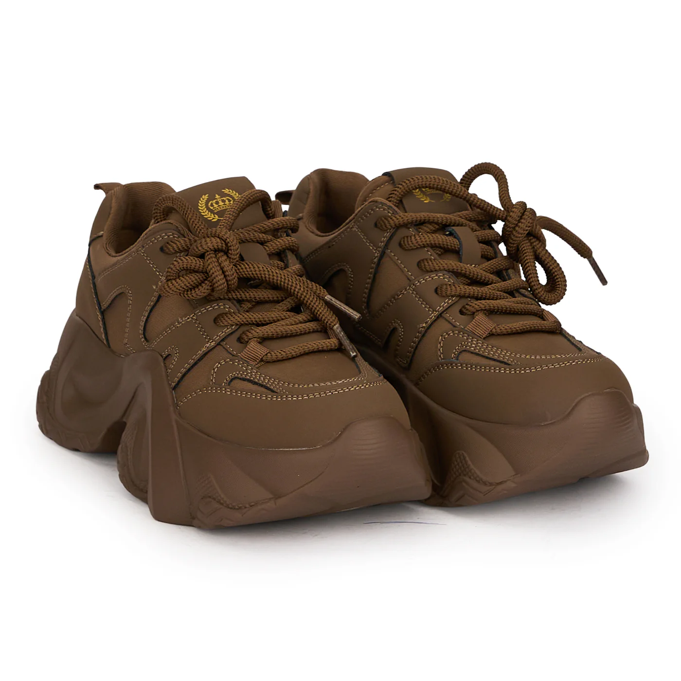 Pantofi casual dama din piele naturala maro cu talpa inalta 5 cm 18756 - Image 4