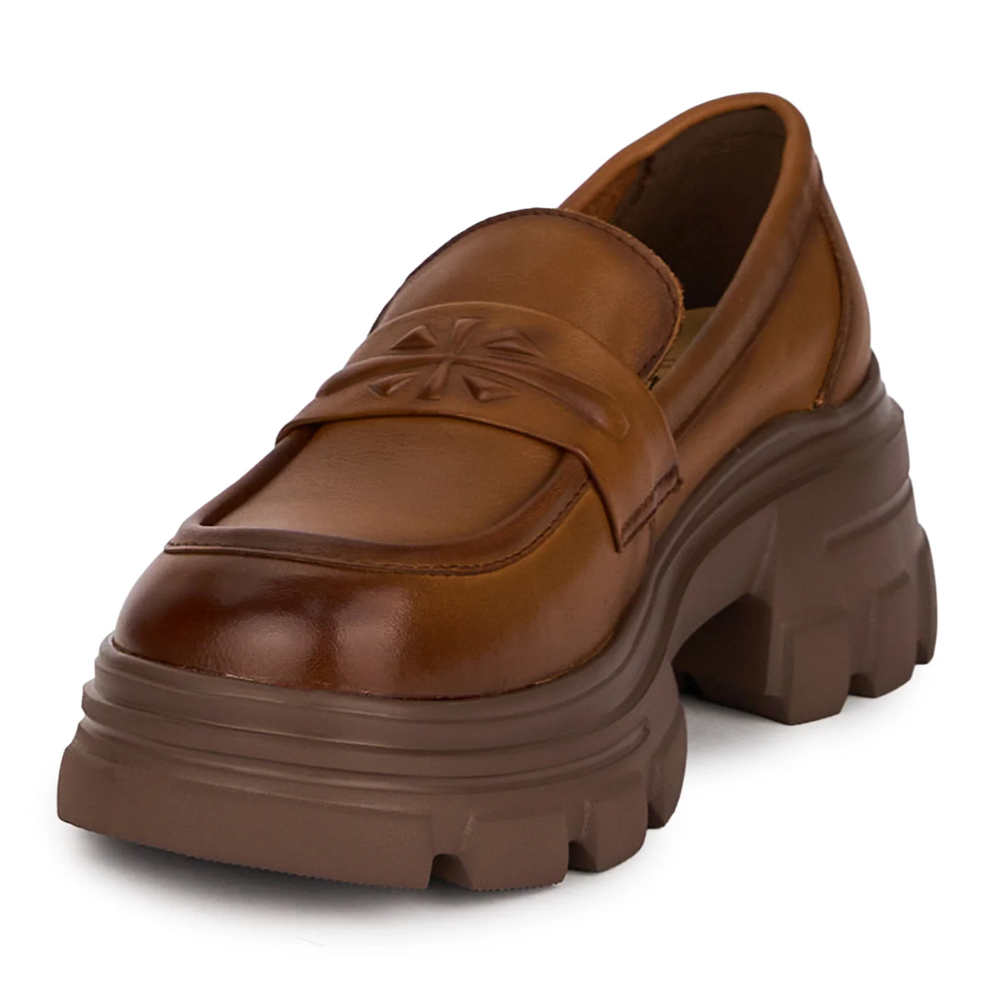 Pantofi casual dama din piele naturala maro cu talpa inalta 6 cm 18719 - Image 3
