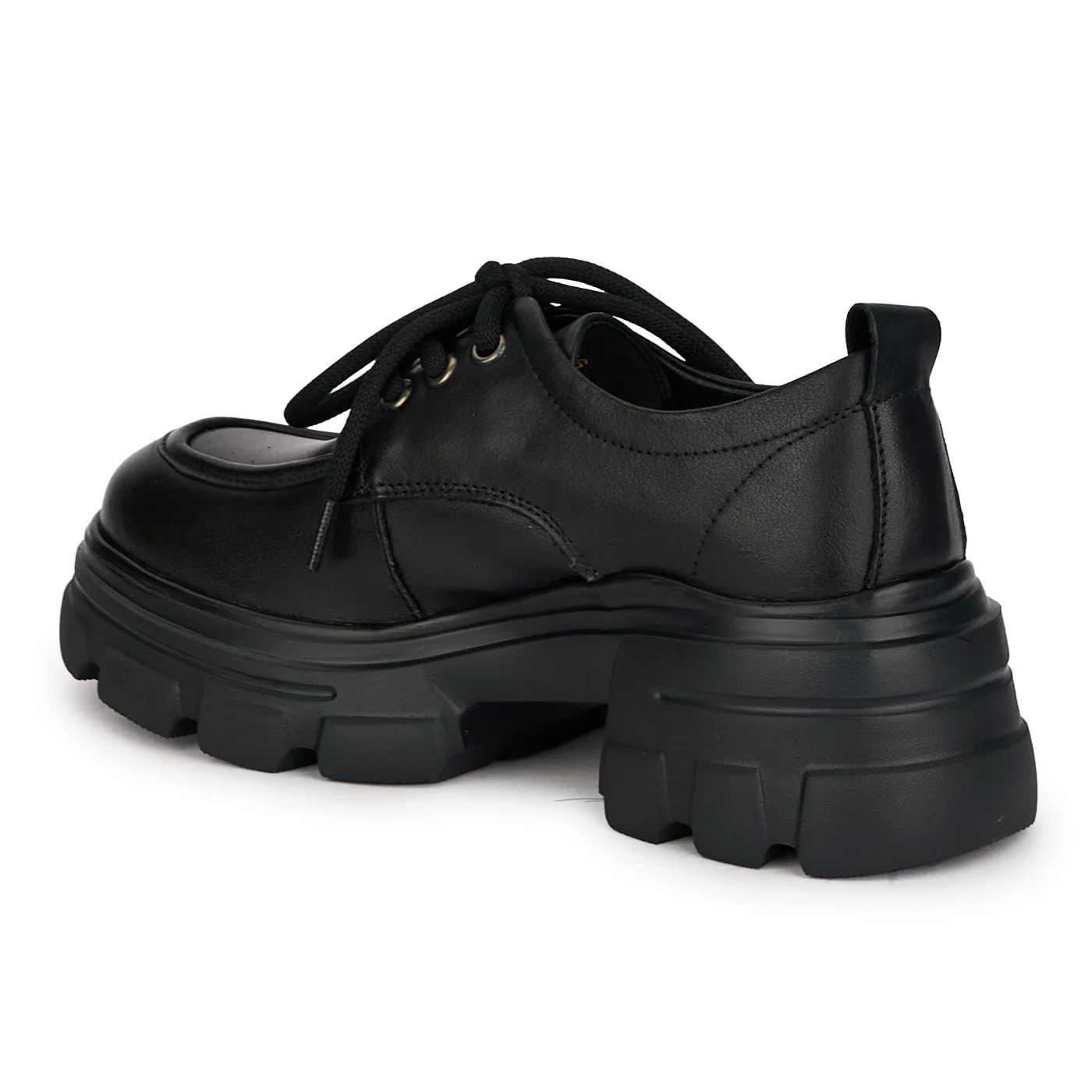 Pantofi casual dama din piele naturala neagra cu siret 18742 - Image 2