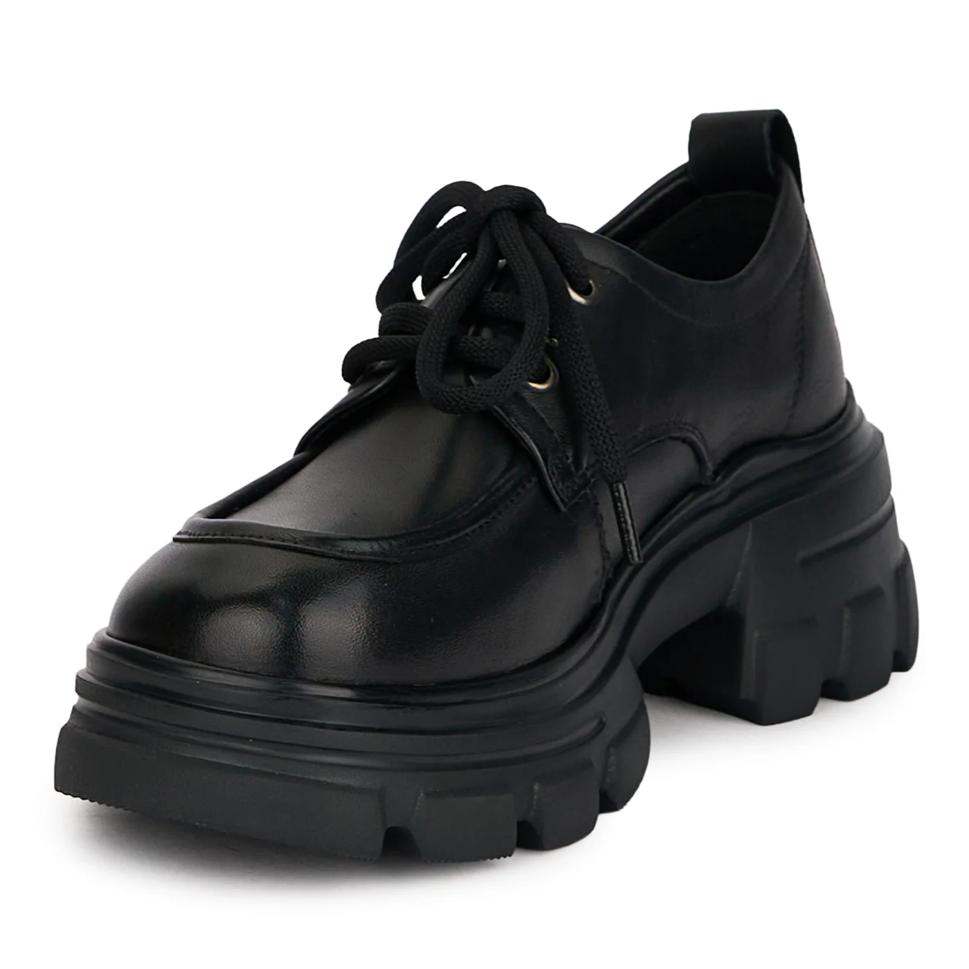 Pantofi casual dama din piele naturala neagra cu siret 18742 - Image 3