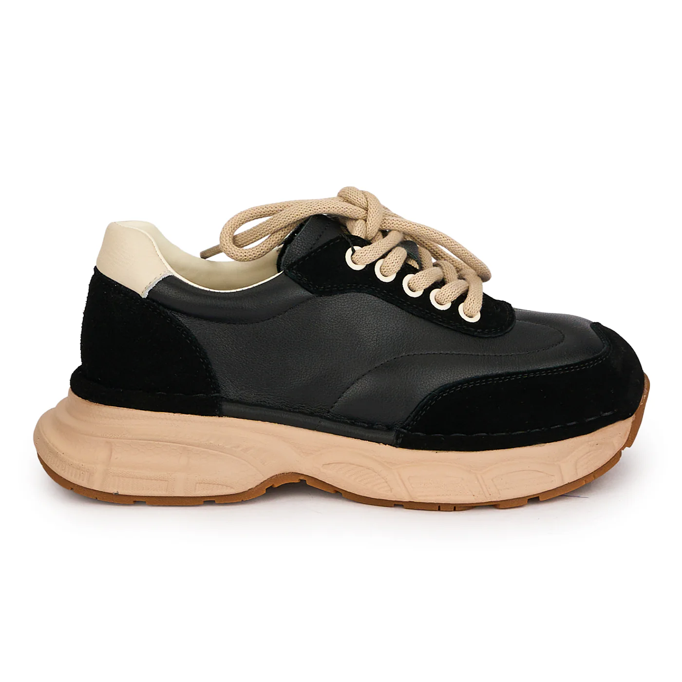 Pantofi casual dama din piele naturala neagra cu siret 18750