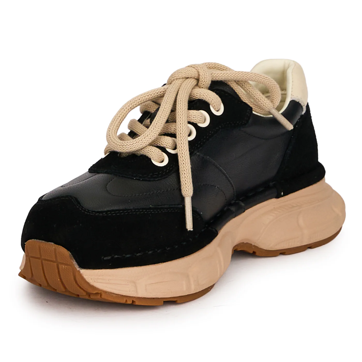 Pantofi casual dama din piele naturala neagra cu siret 18750 - Image 3