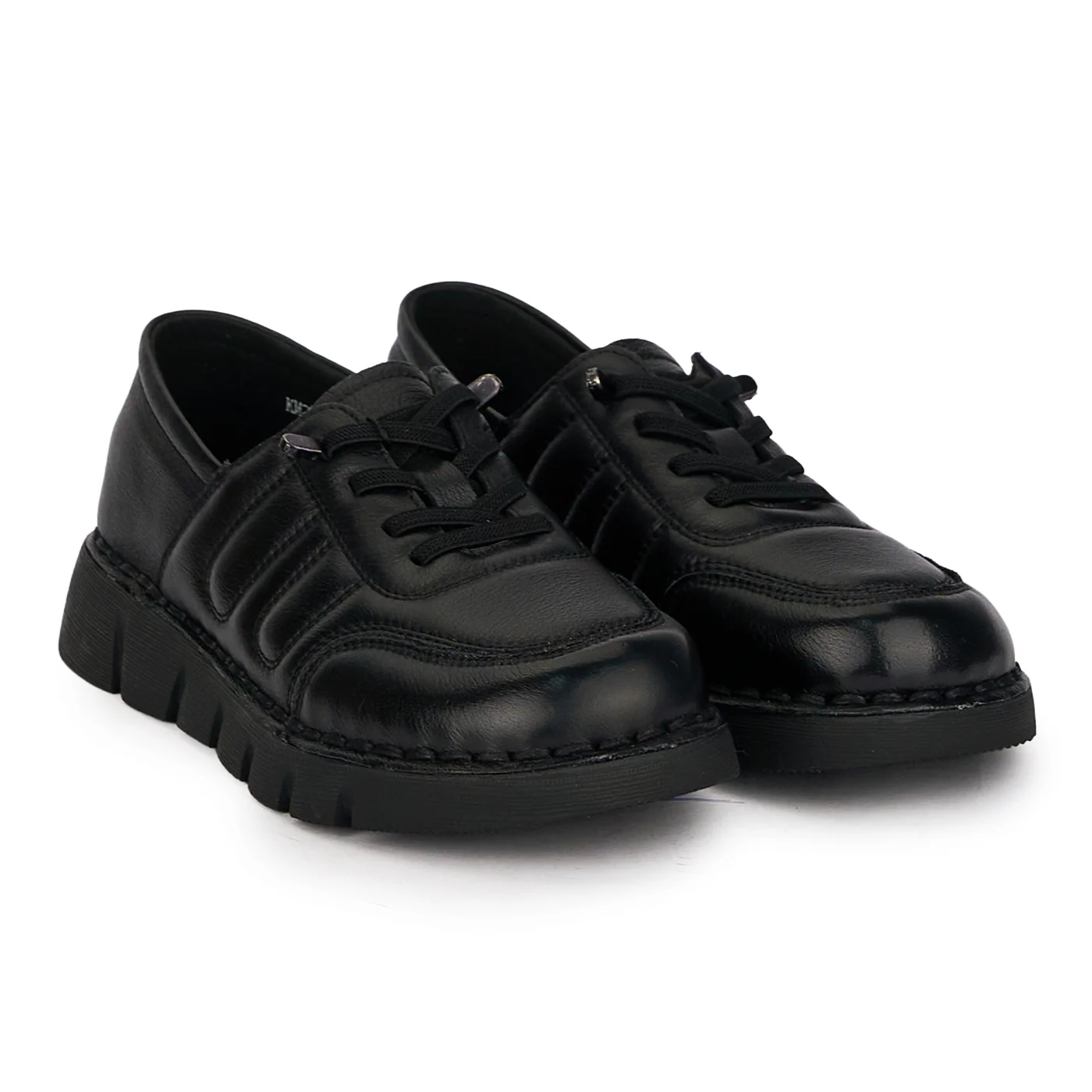 Pantofi casual dama din piele naturala neagra cu siret elastic 18720 - Image 4
