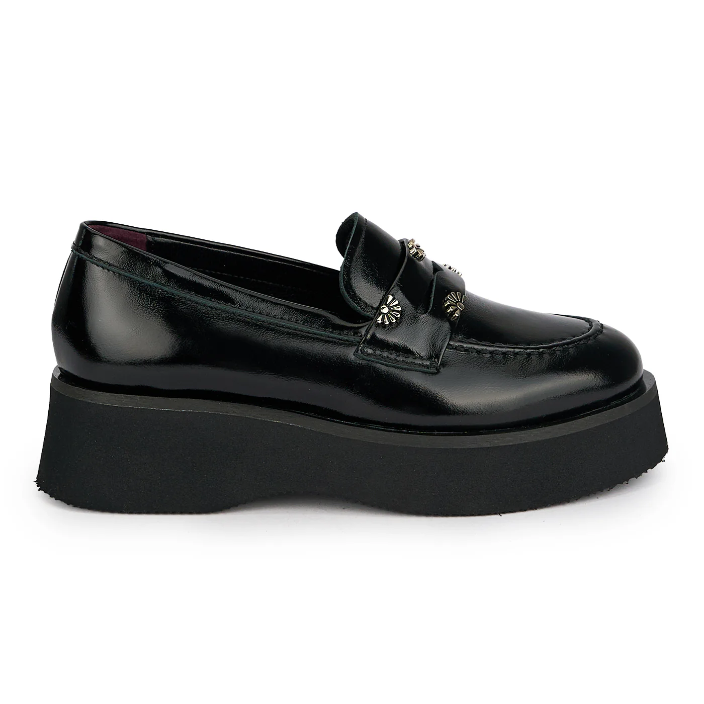 Pantofi casual damă din piele naturală neagra cu talpa inalta 4.5 cm 19643 - Image 2