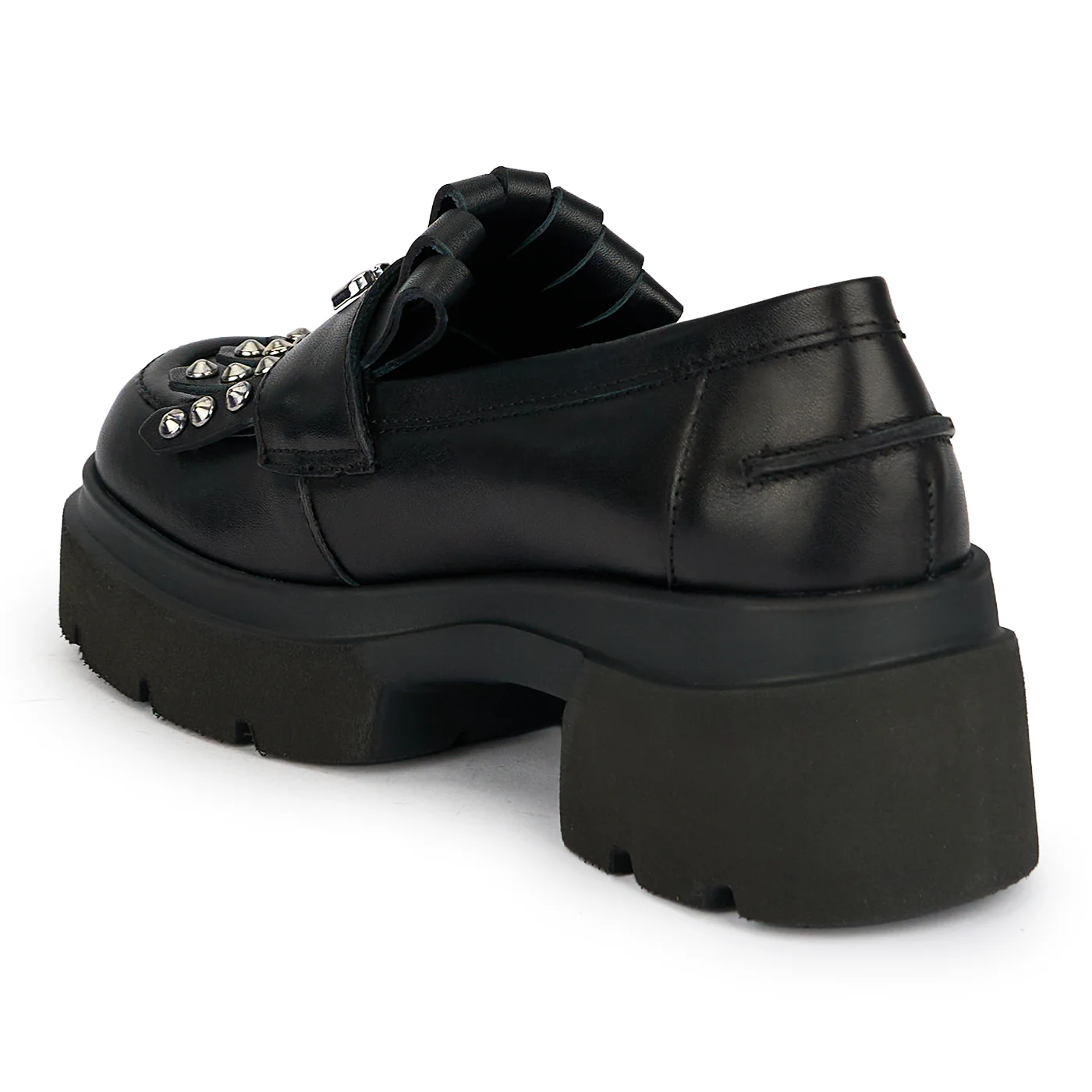 Pantofi casual damă din piele naturală neagra cu talpa inalta 5.5 cm 19645 - Image 3