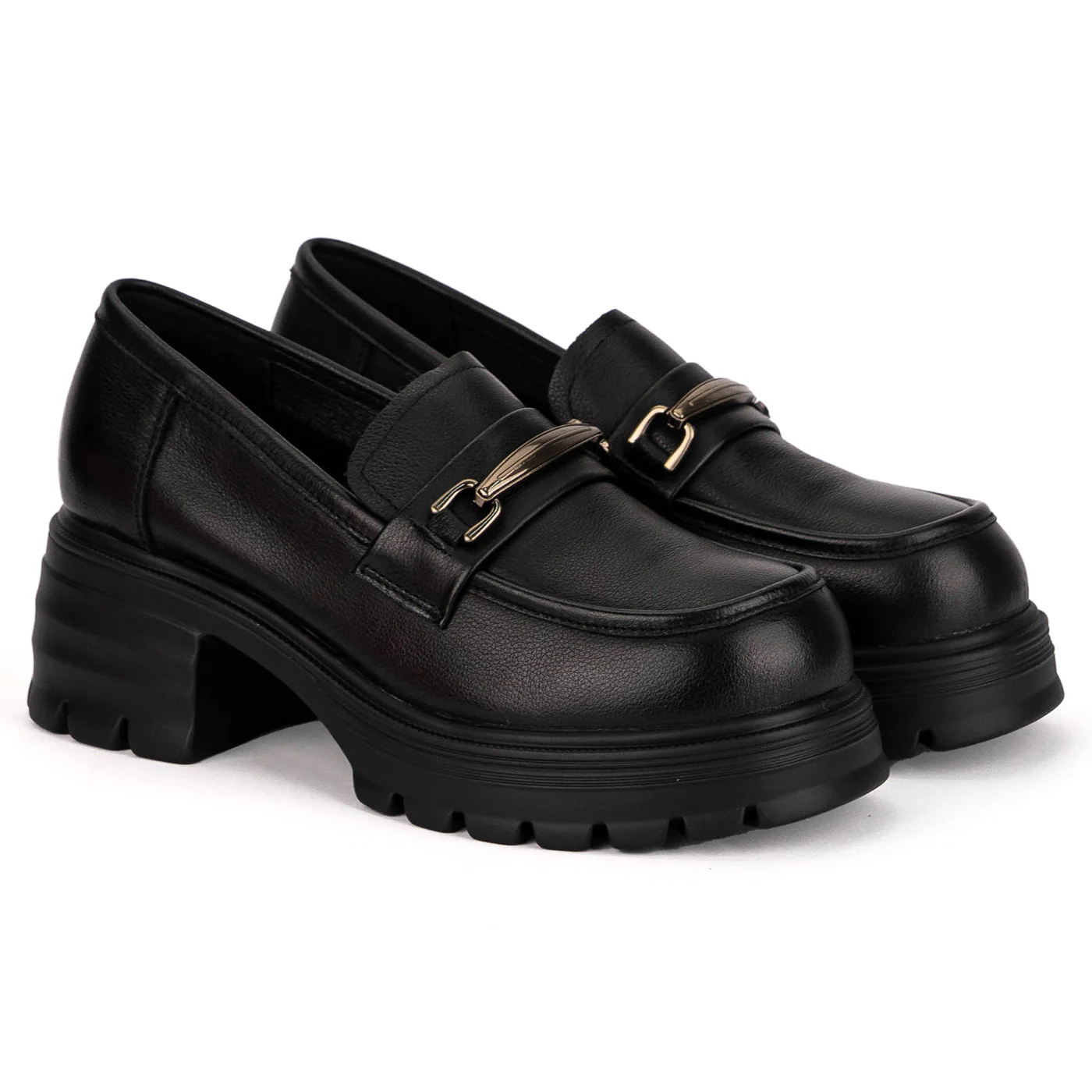 Pantofi casual dama din piele naturala neagra cu talpa inalta 6 cm 18790 - Image 4