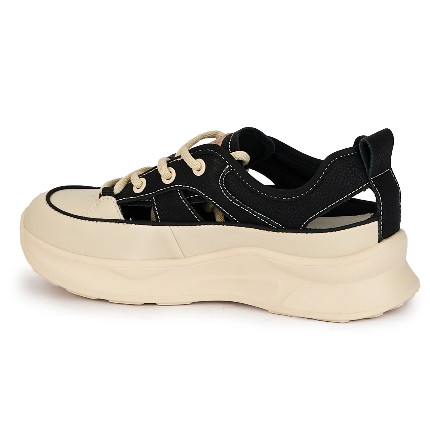 Pantofi casual dama din piele naturala neagra decupati lateral 18245 - Image 2