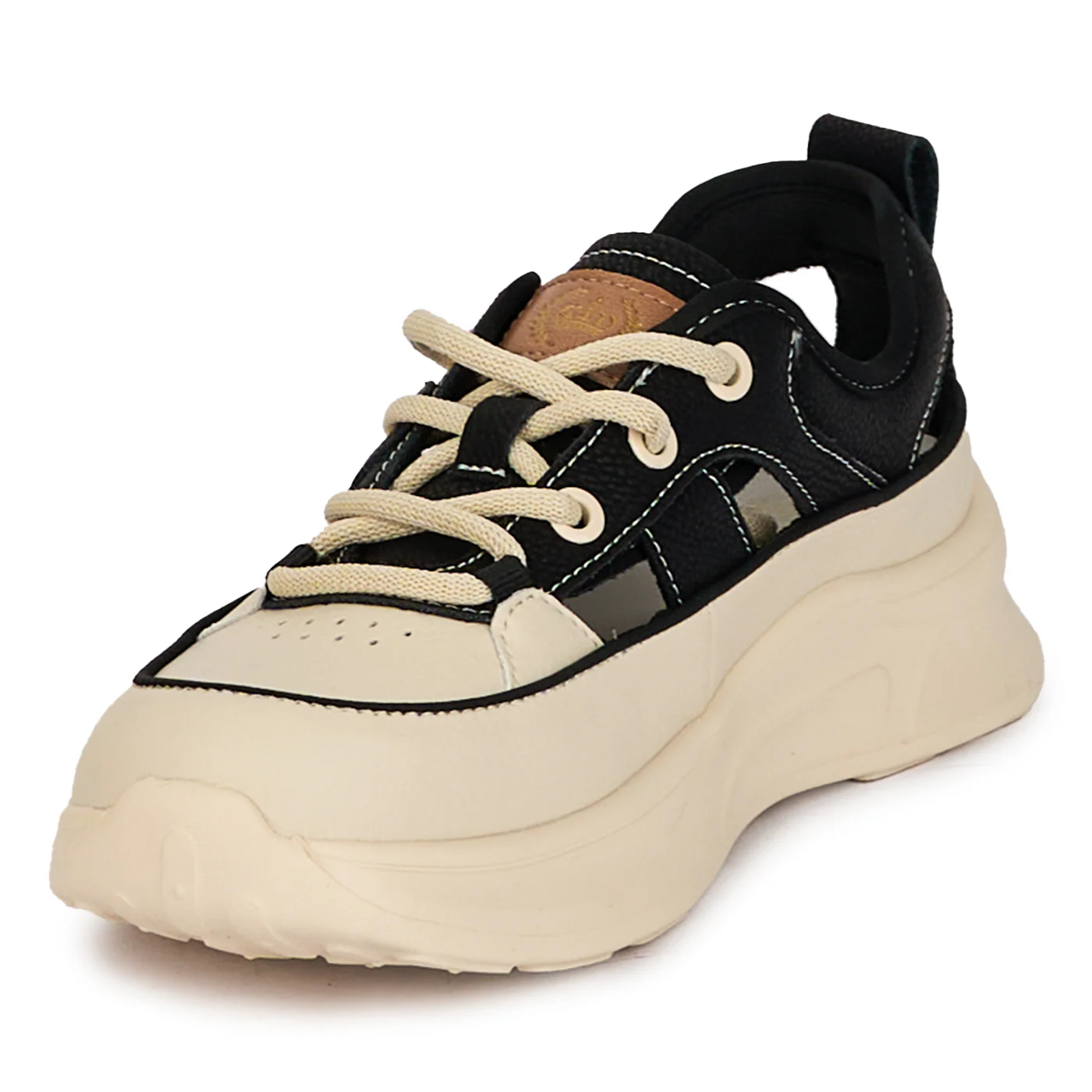 Pantofi casual dama din piele naturala neagra decupati lateral 18245 - Image 3