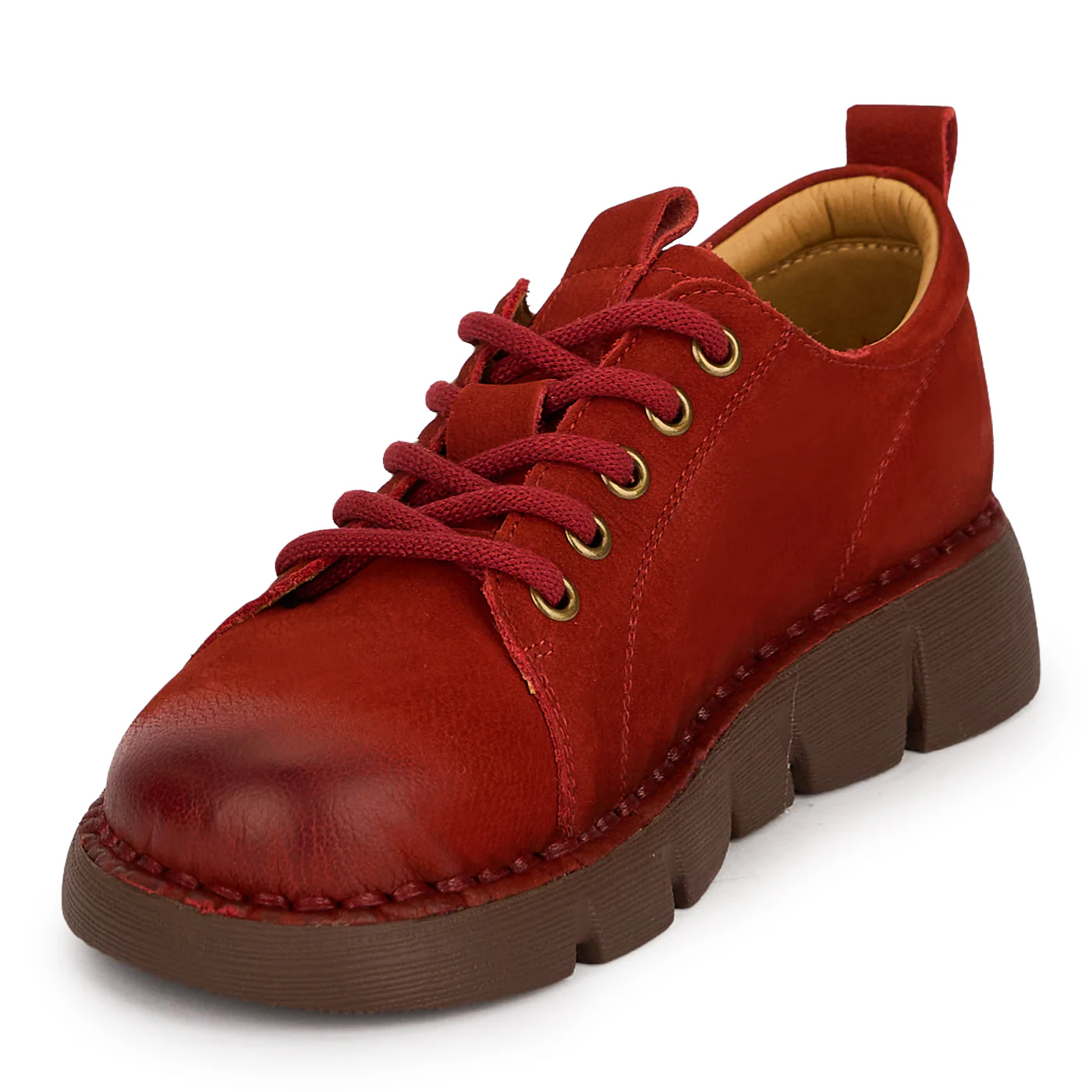 Pantofi casual dama din piele naturala rosie 19527 - Image 3