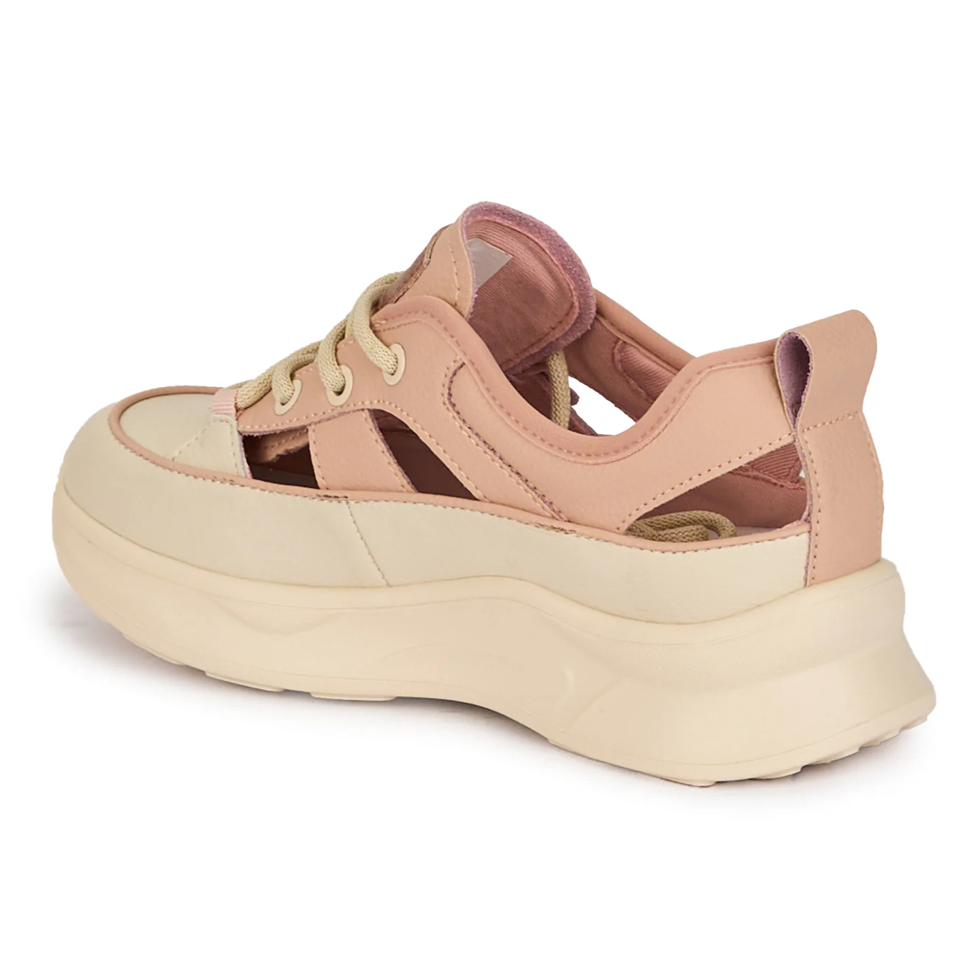 Pantofi casual dama din piele naturala roz decupati lateral 18243 - Image 2