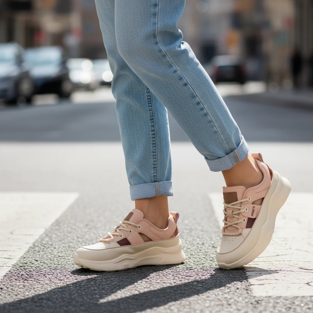 Pantofi casual dama din piele naturala roz decupati lateral 18243 - Image 6