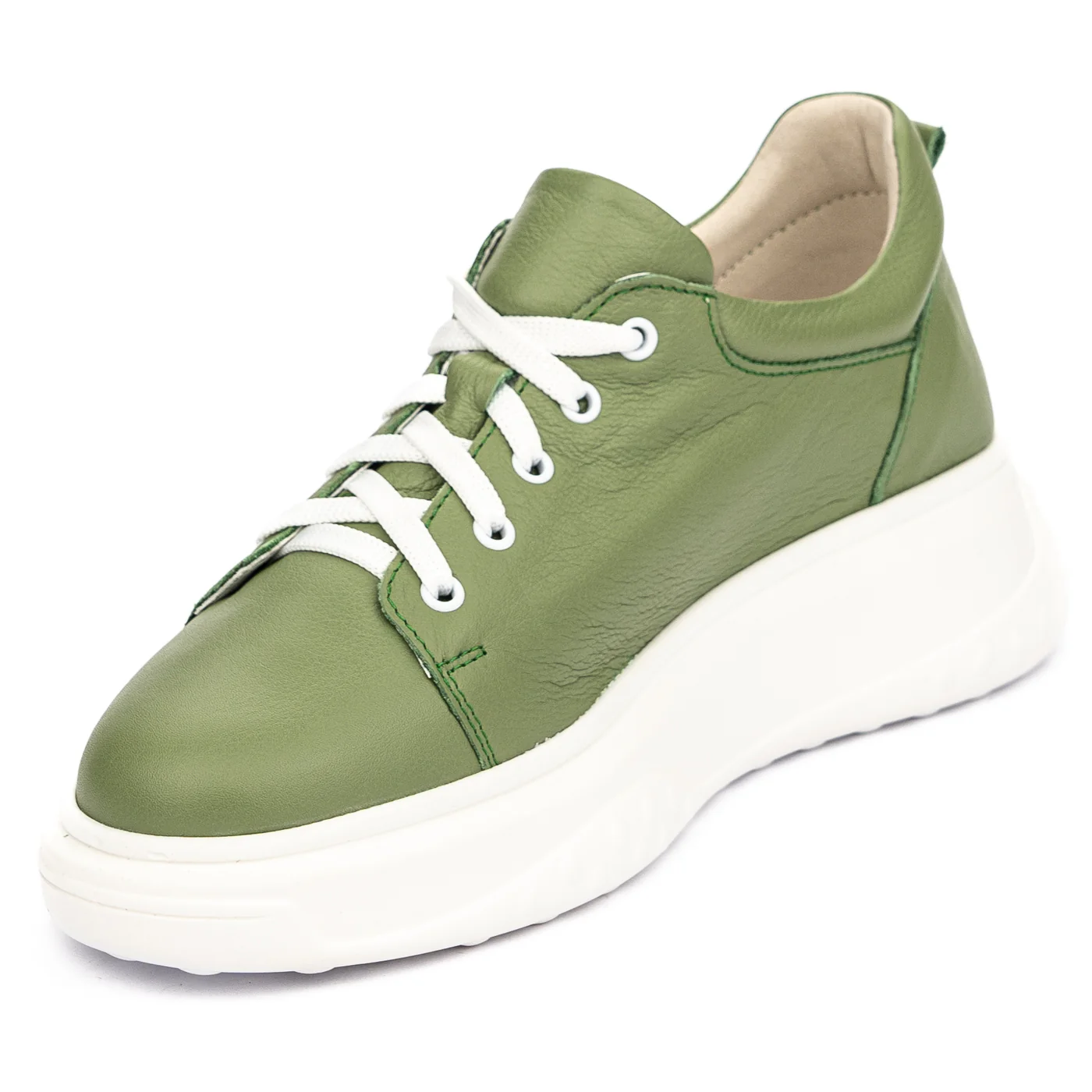Pantofi casual dama din piele naturala verde 13121 - Image 3