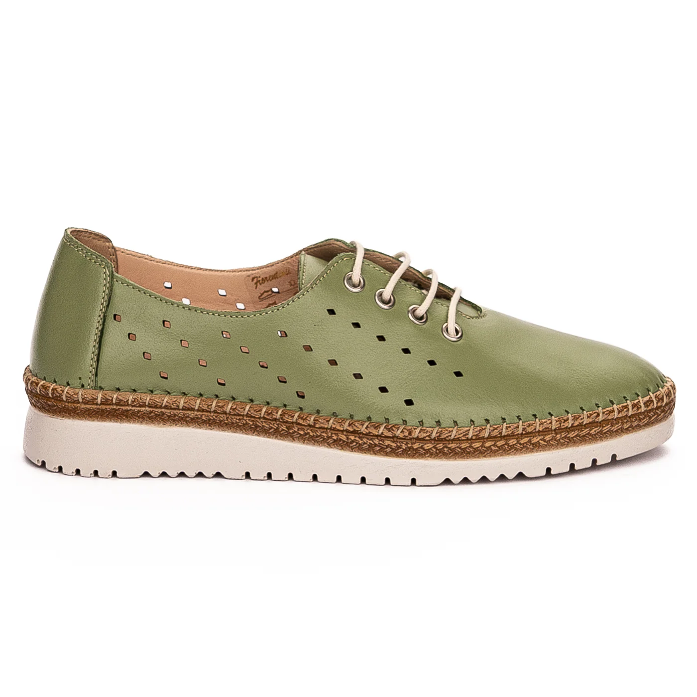 Pantofi casual dama din piele naturala verde 13295
