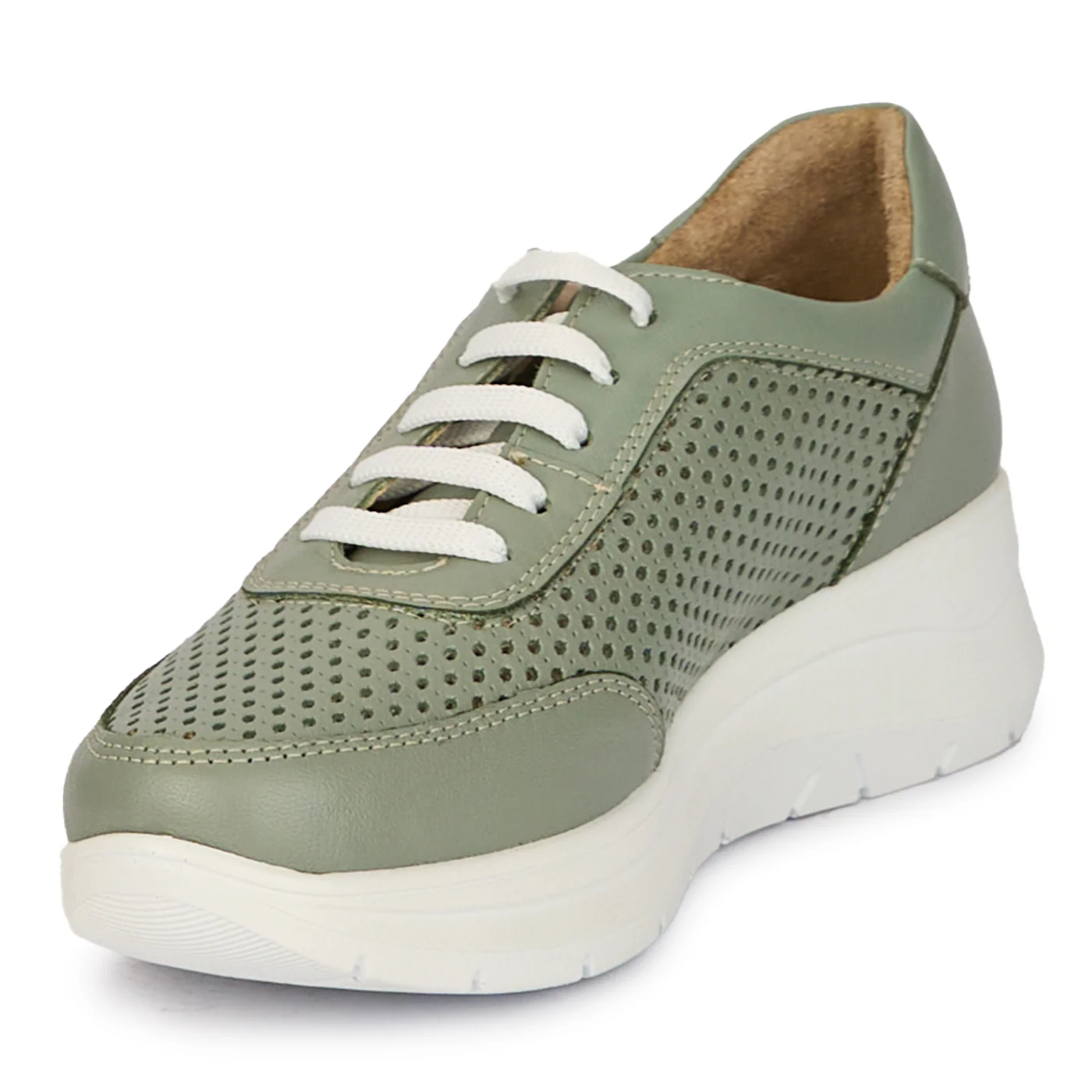 Pantofi casual dama din piele naturala verde 18009 - Image 3