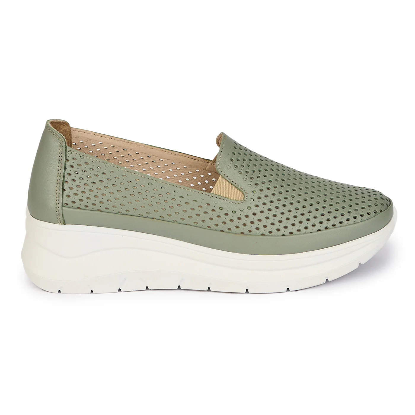Pantofi casual dama din piele naturala verde 18017