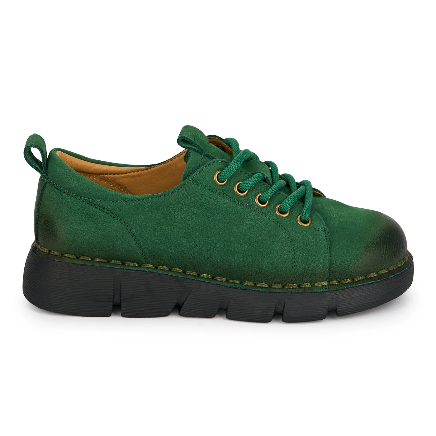 Pantofi casual dama din piele naturala verde 19524