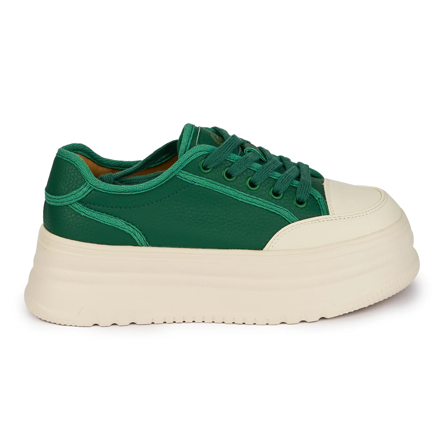 Pantofi casual dama din piele naturala verde cu talpa inalta 18248
