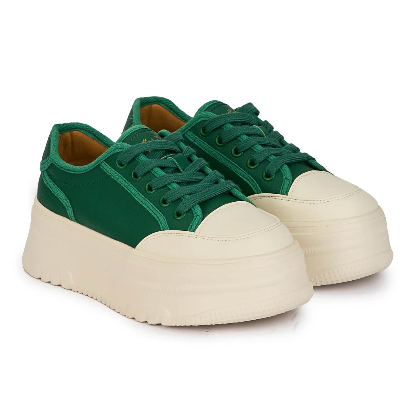 Pantofi casual dama din piele naturala verde cu talpa inalta 18248 - Image 4