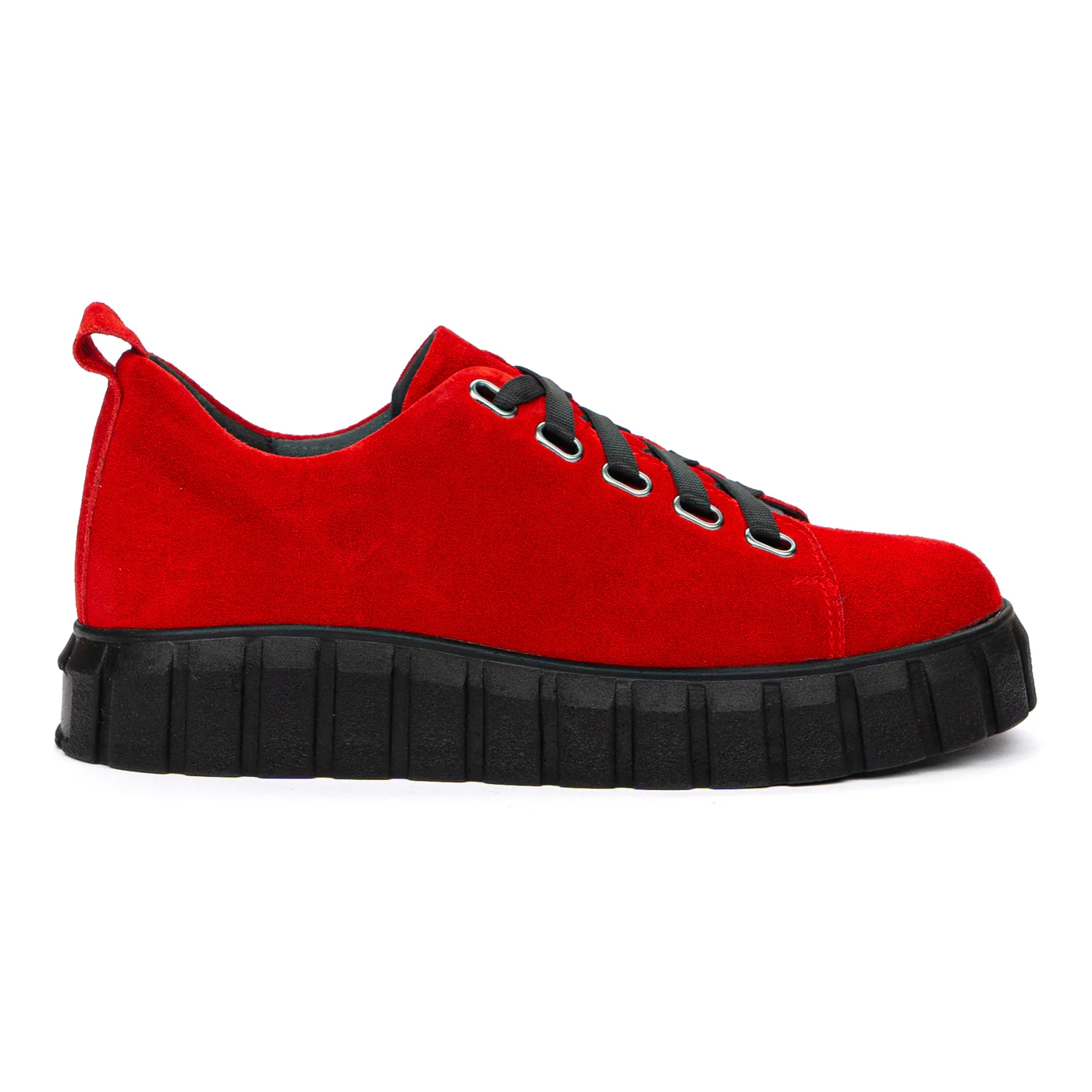 Pantofi casual din piele naturala rosie 8406