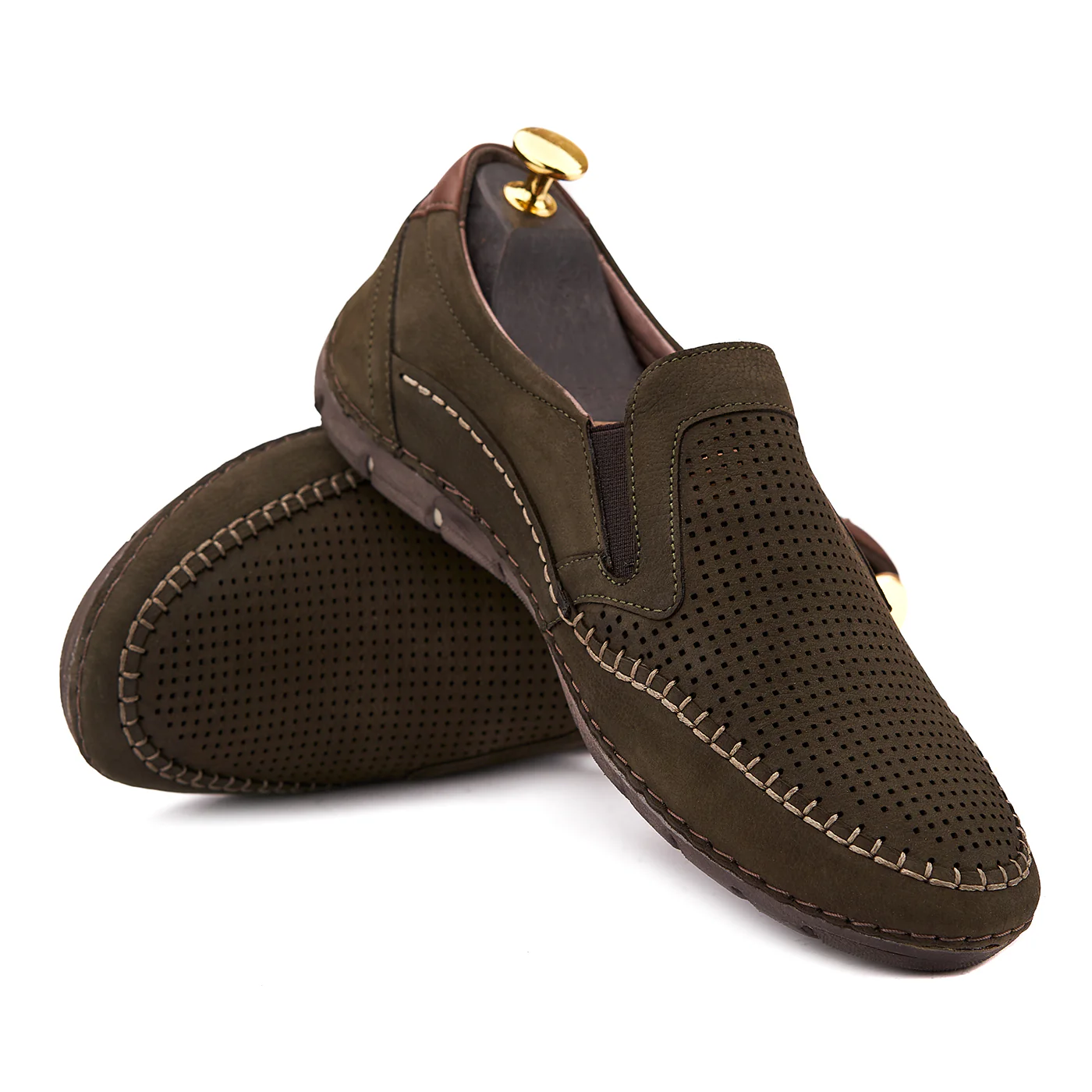 Pantofi Casual Kaki Confort din Piele 0117 - Image 4