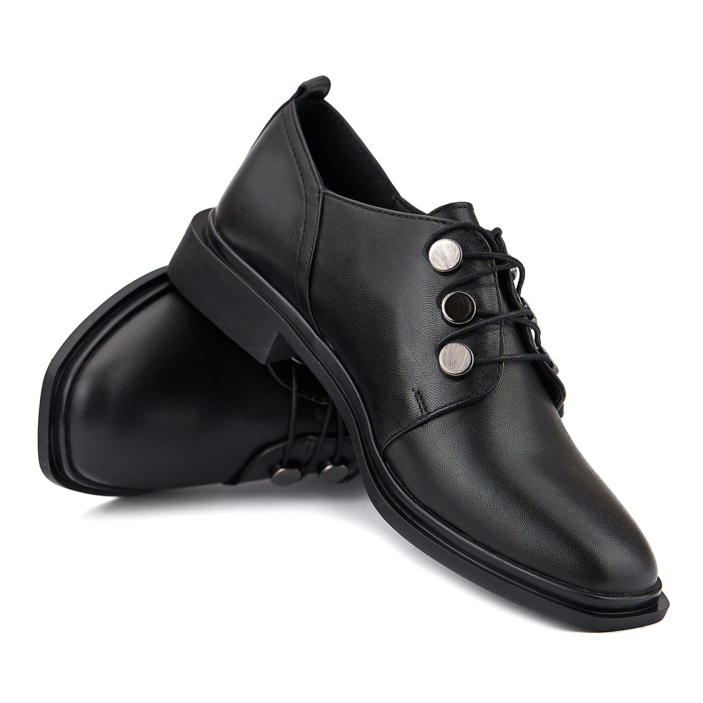 Pantofi Casual Negrii Dama din Piele Naturala 1374 - Image 4