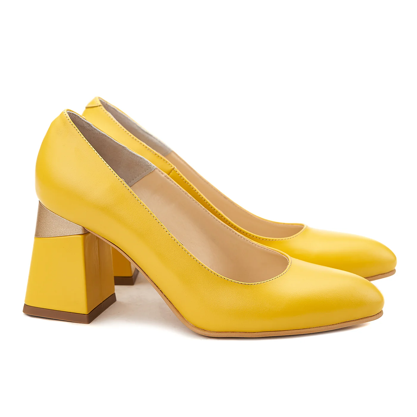 Pantofi cu Toc Galben 8 Cm Stiletto Eleganti din Piele Naturala 4071