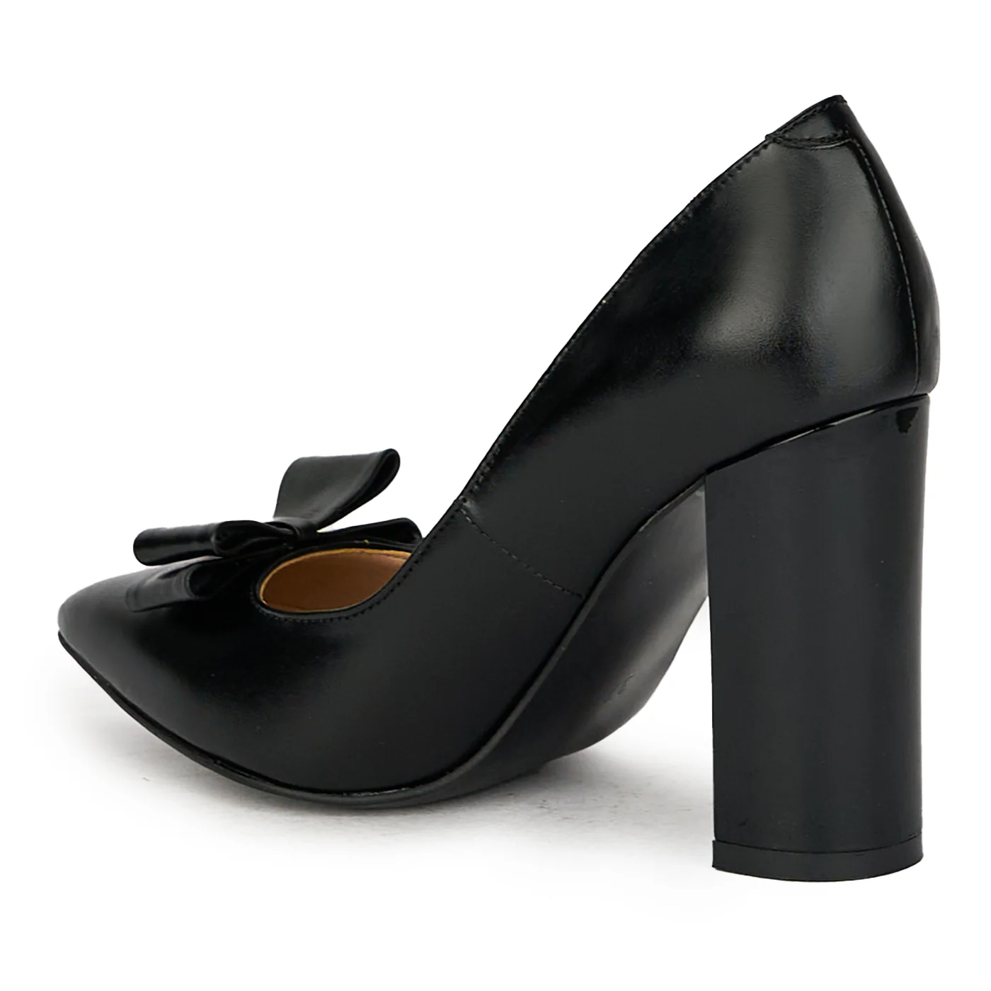 Pantofi cu toc gros dama eleganti din piele naturala neagra 17593 - Image 2