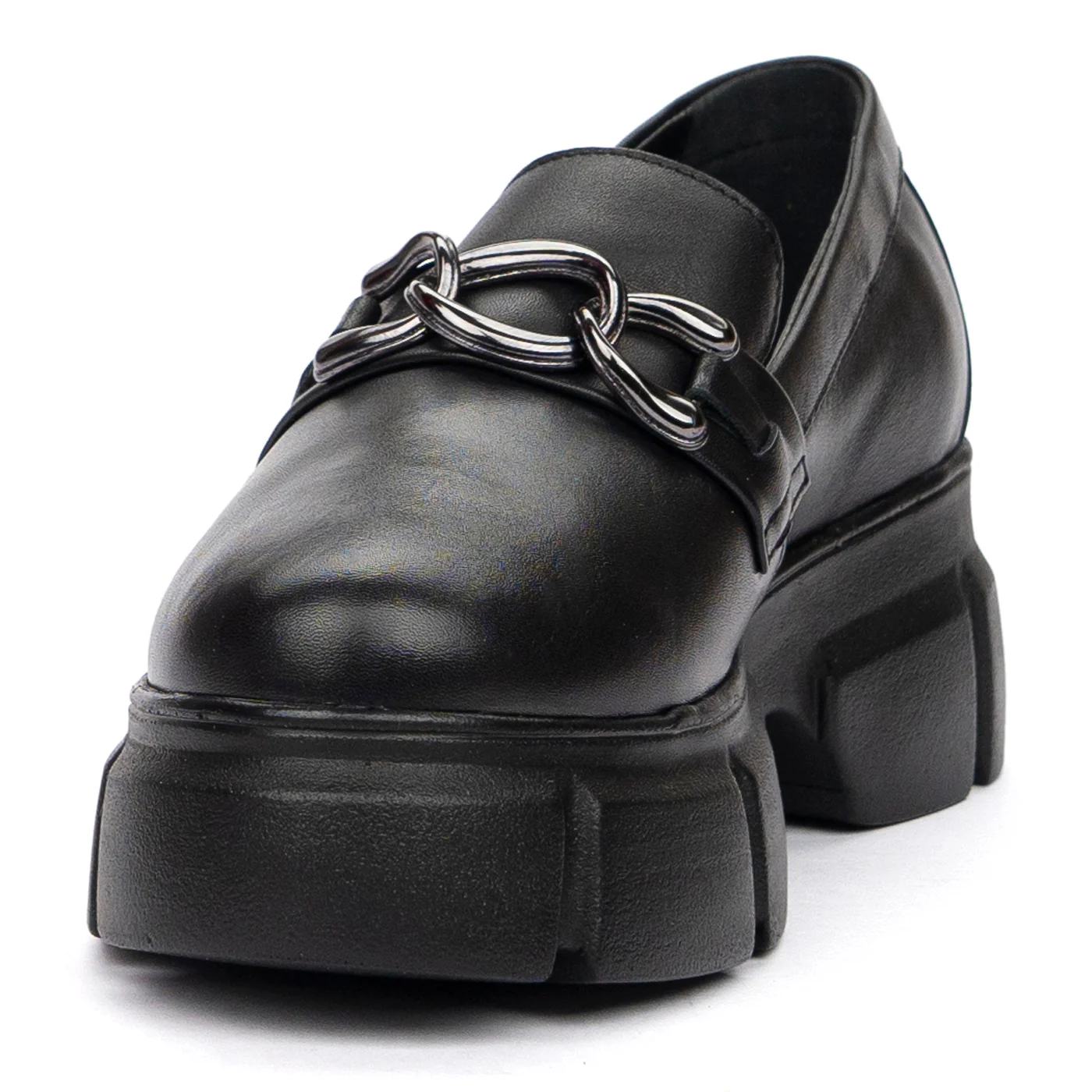 Pantofi Dama Casual cu Toc 5 Cm Negri din Piele 8530 - Image 4