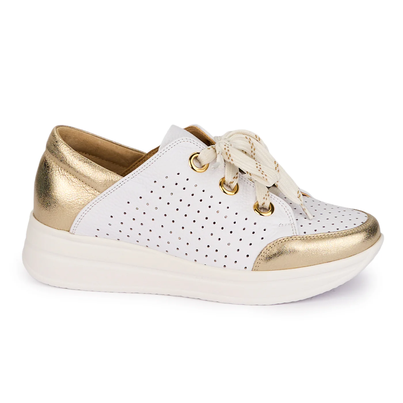 Pantofi dama casual din piele naturala alba 18472