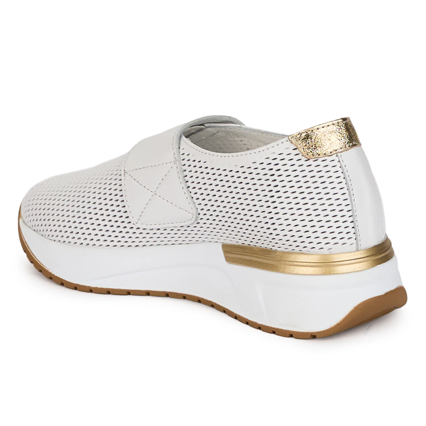 Pantofi dama casual din piele naturala alba perforata 18474 - Image 2