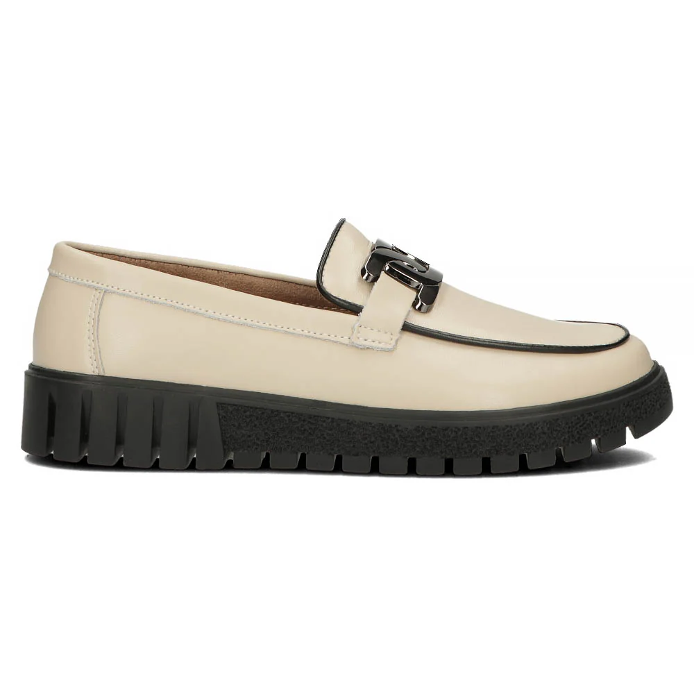 Pantofi dama casual din piele naturala bej 13962