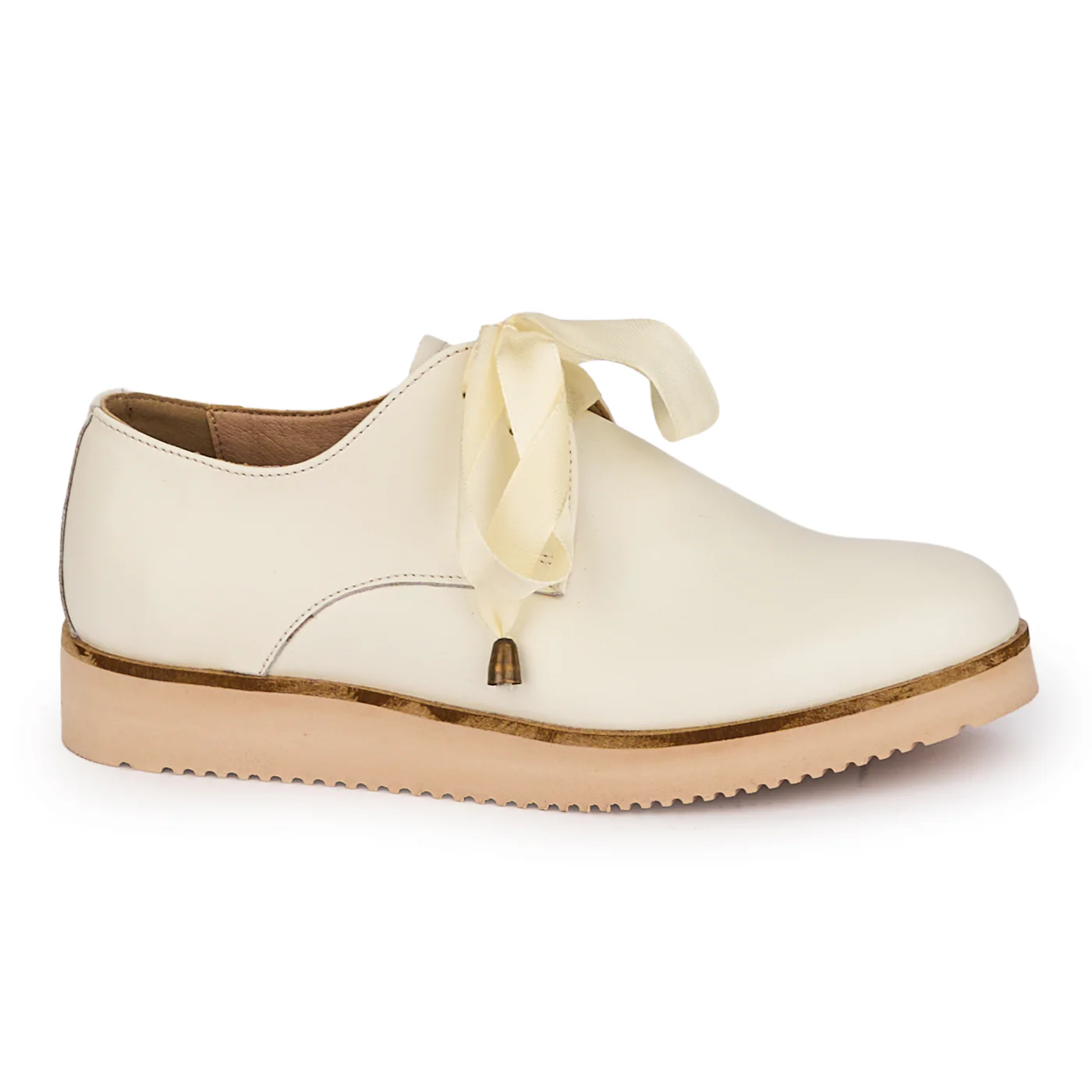 Pantofi dama casual din piele naturala crem 18540
