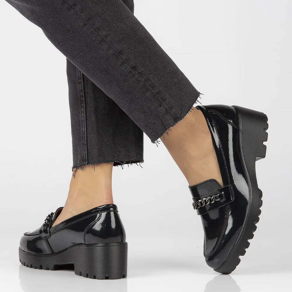 Pantofi dama casual din piele naturala neagra 13967