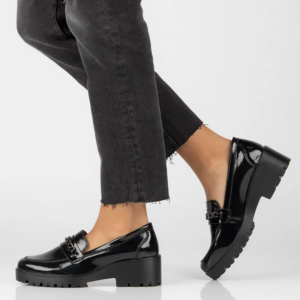 Pantofi dama casual din piele naturala neagra 13967 - Image 3