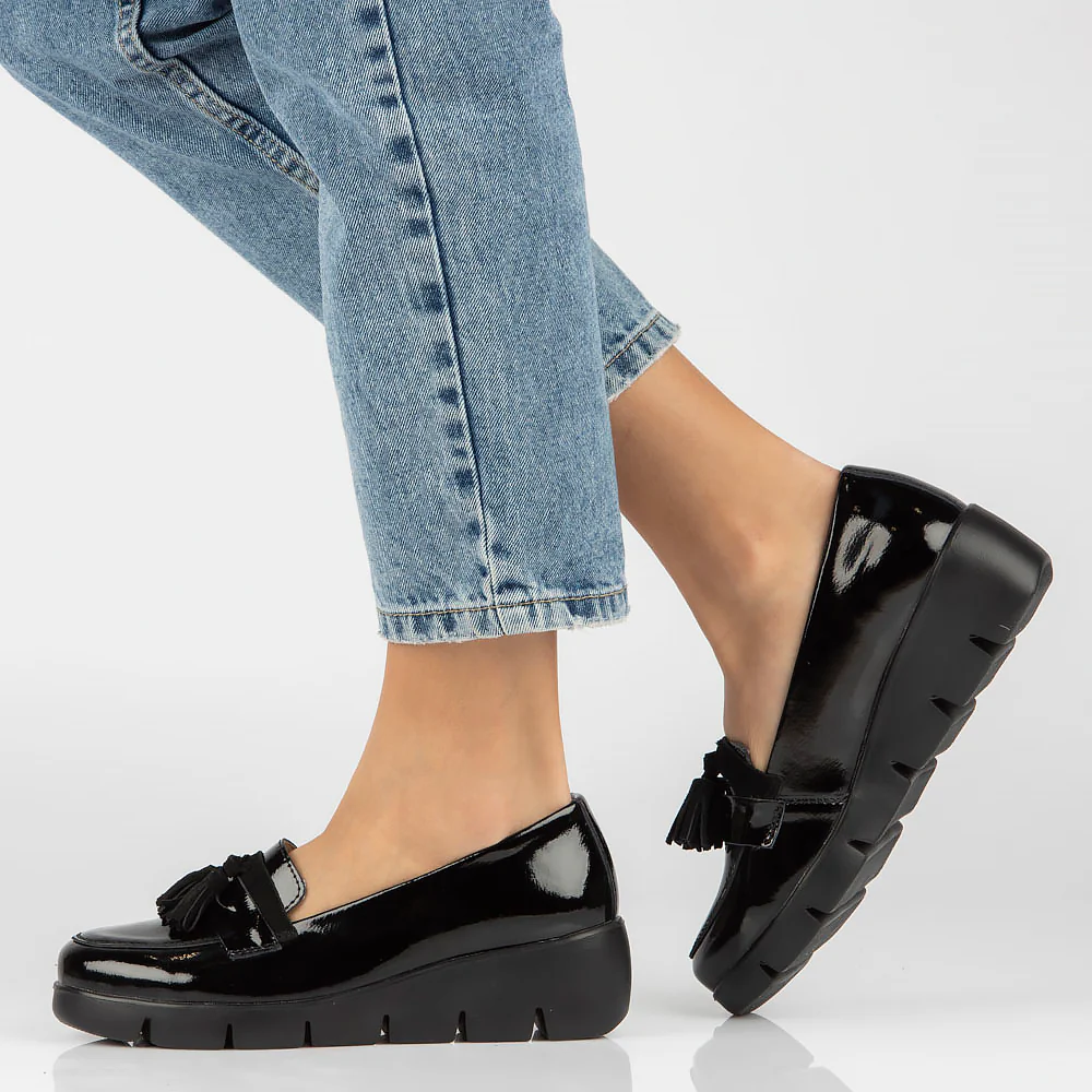 Pantofi dama casual din piele naturala neagra 13968 - Image 2