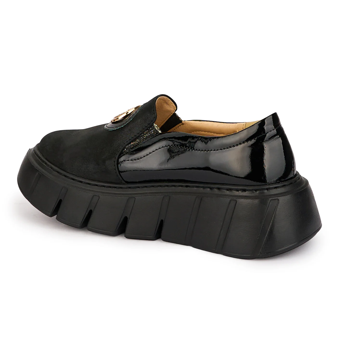 Pantofi dama casual din piele naturala neagra cu talpa inalta 4 cm 18480 - Image 2