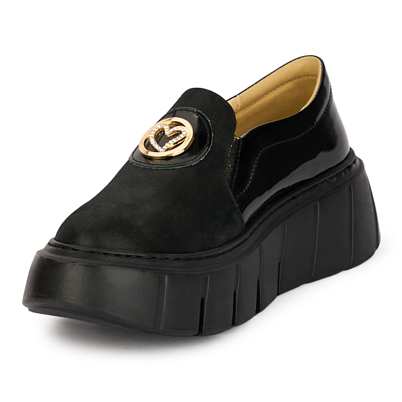 Pantofi dama casual din piele naturala neagra cu talpa inalta 4 cm 18480 - Image 3