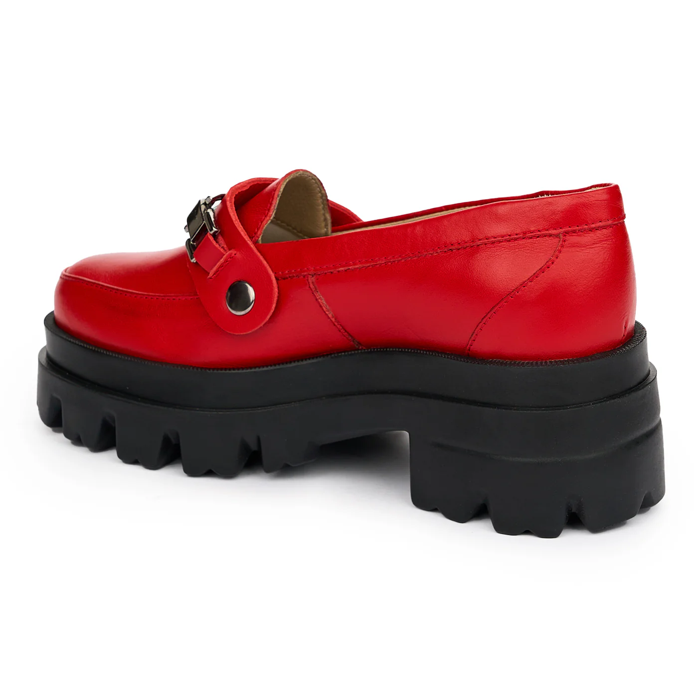 Pantofi dama cu doua accesorii din piele naturala rosie 12863 - Image 3