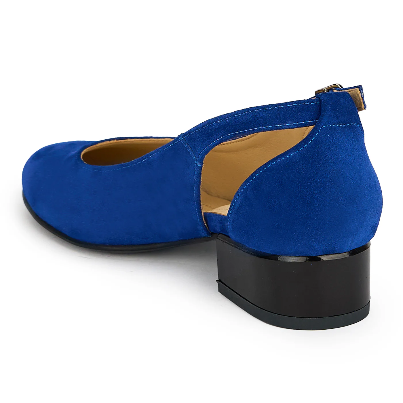 Pantofi dama din piele naturala albastra cu toc mic 3 cm 19398 - Image 2