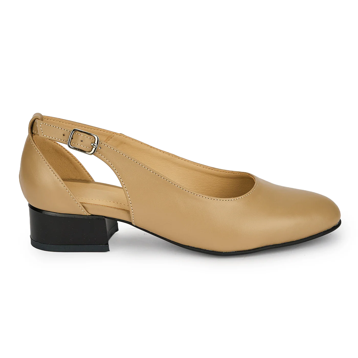 Pantofi dama din piele naturala bej inchis cu toc mic 3 cm 19401