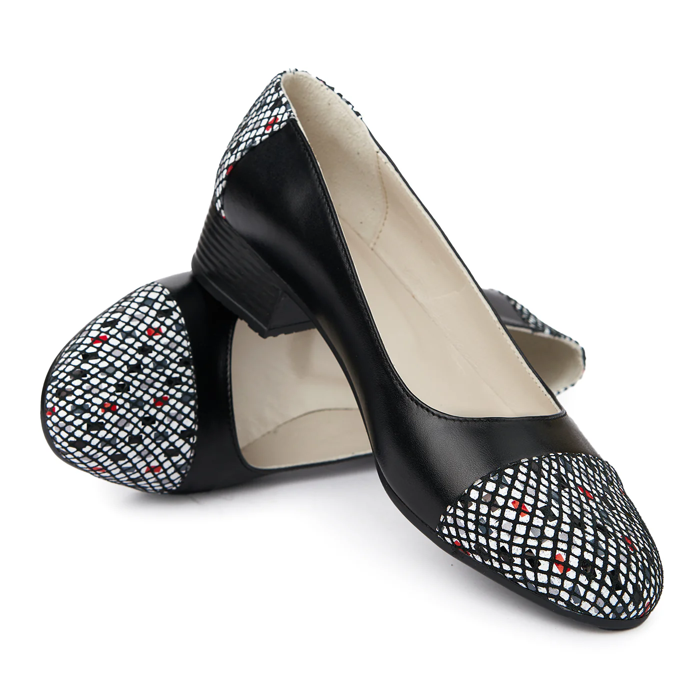 Pantofi dama cu toc mic din piele naturala neagra 1936 - Image 4