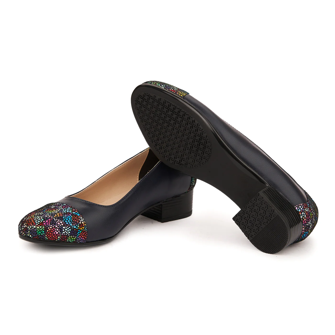 Pantofi dama cu toc mic piele naturala bleumarin 1783 - Image 3