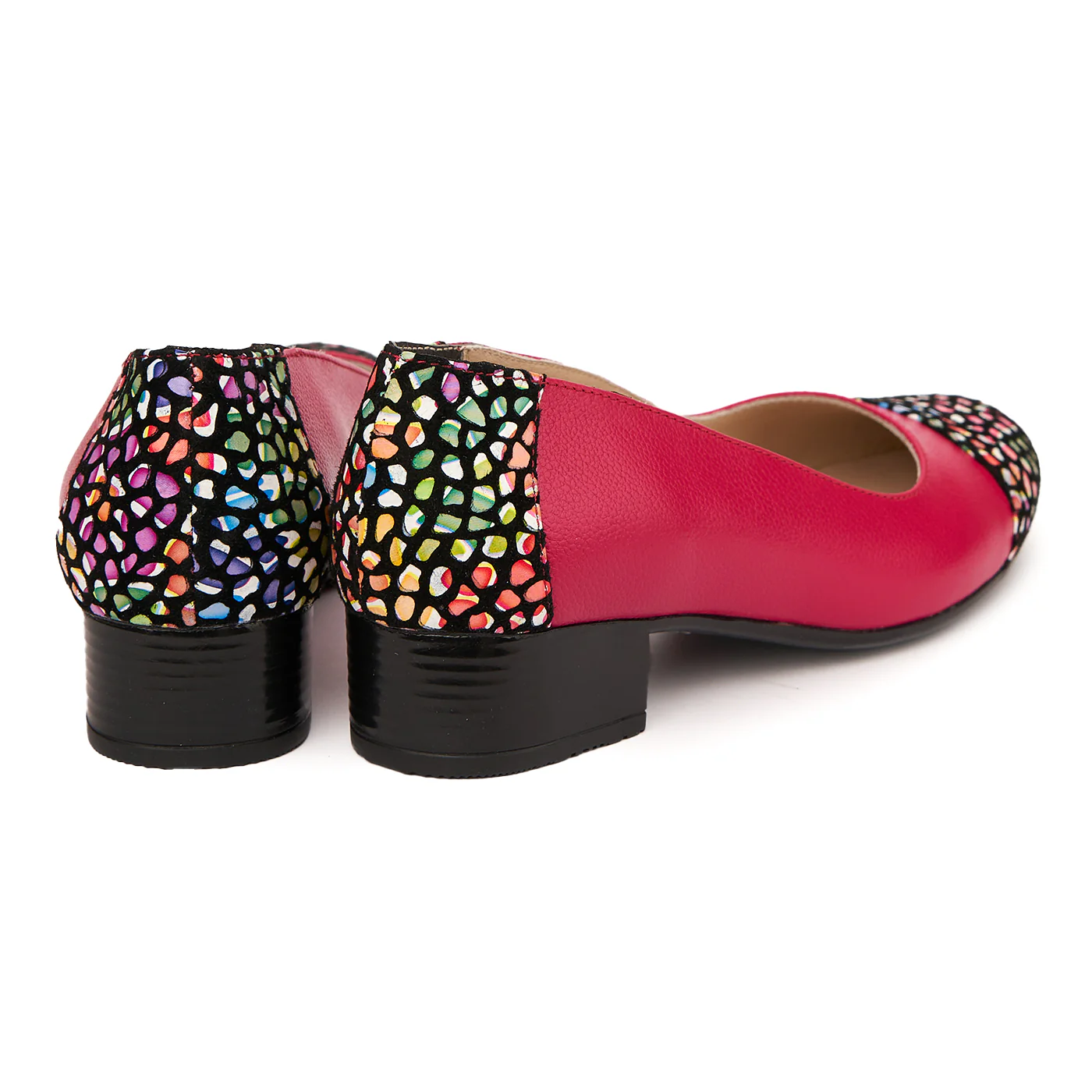 Pantofi dama cu toc mic piele naturala fucsia 1786 - Image 2