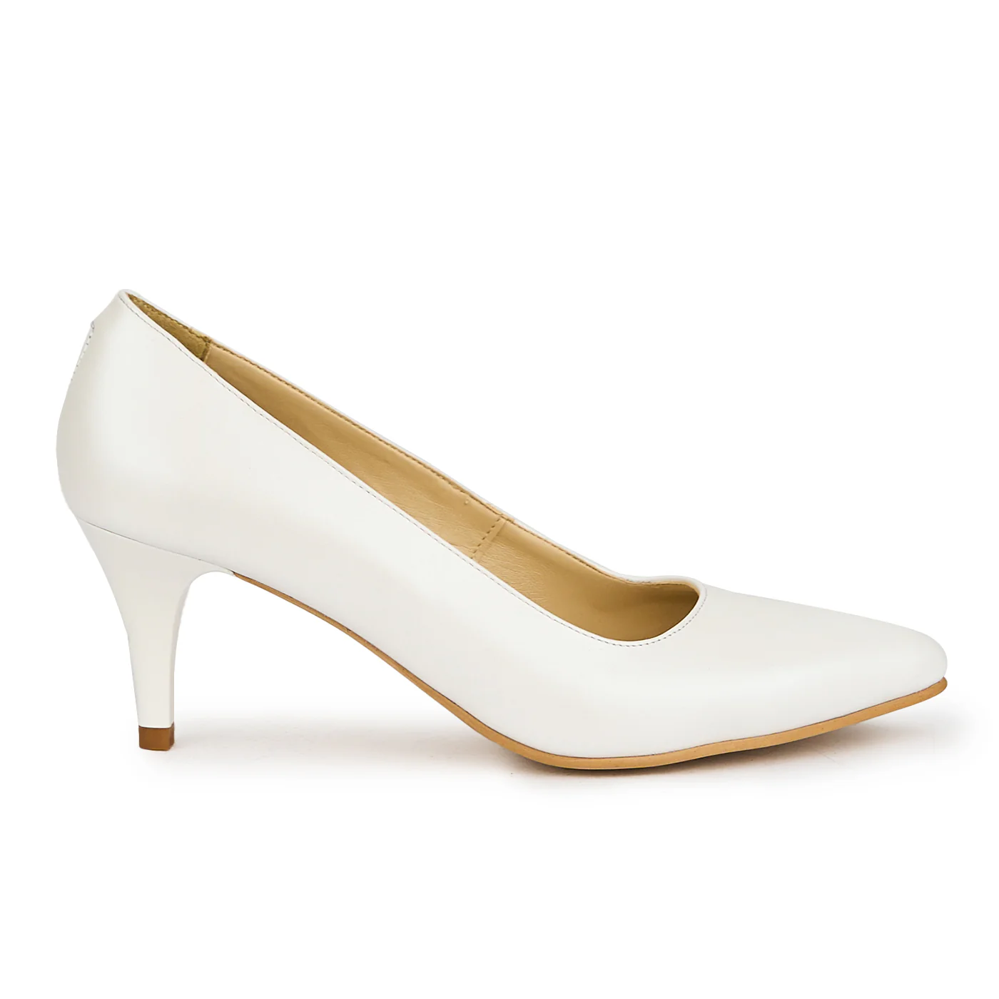 Pantofi dama din piele naturala alb sidef cu toc subtire 7 cm 15064