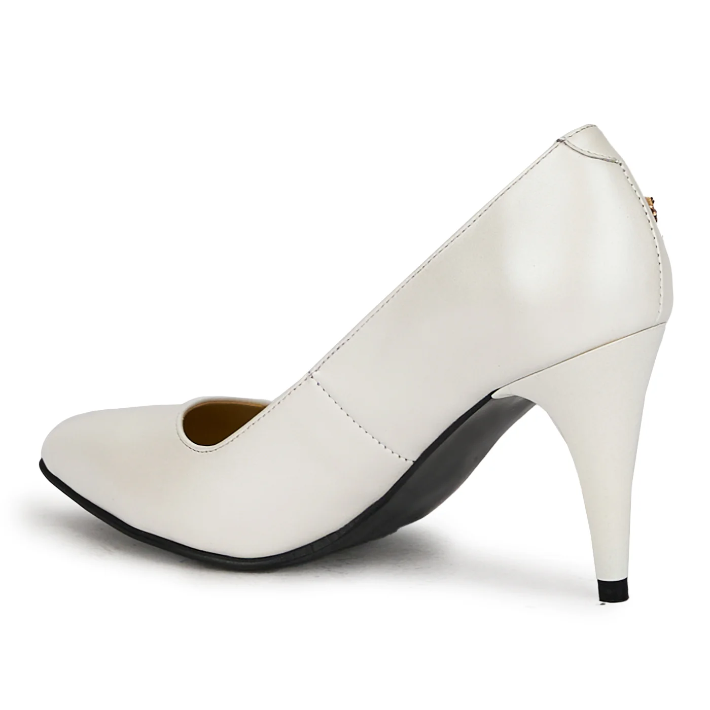 Pantofi dama din piele naturala alb sidef cu toc subtire 17495 - Image 2