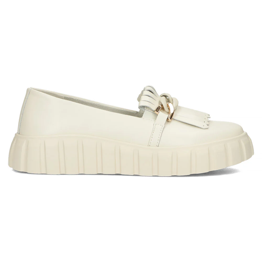 Pantofi dama din piele naturala alba 13059