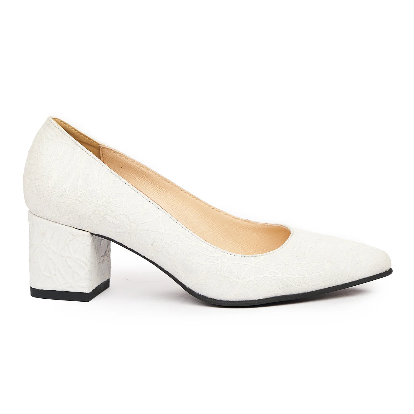 Pantofi dama din piele naturala alba 9329