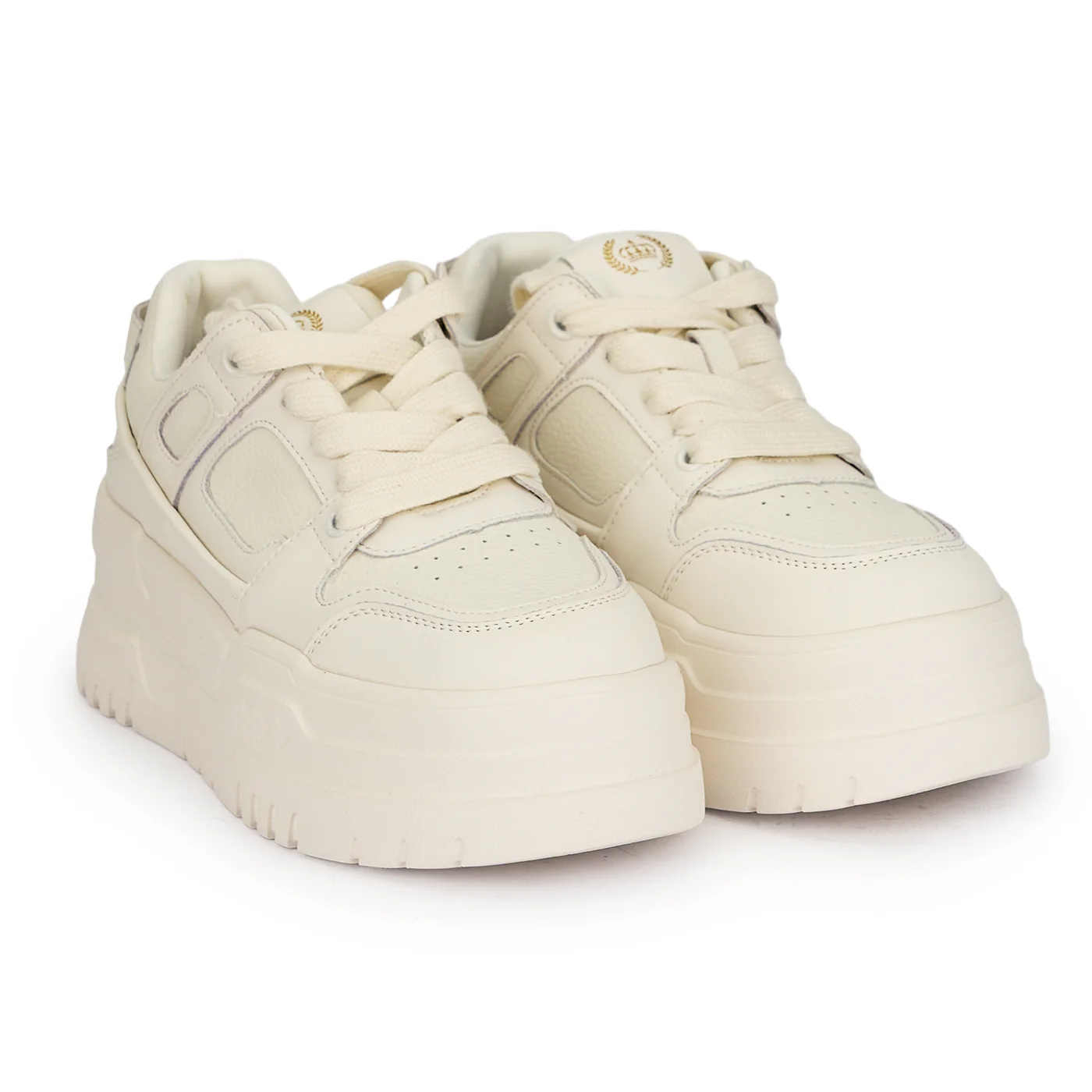 Pantofi dama din piele naturala alba cu talpa inalta 6 cm 19057 - Image 4